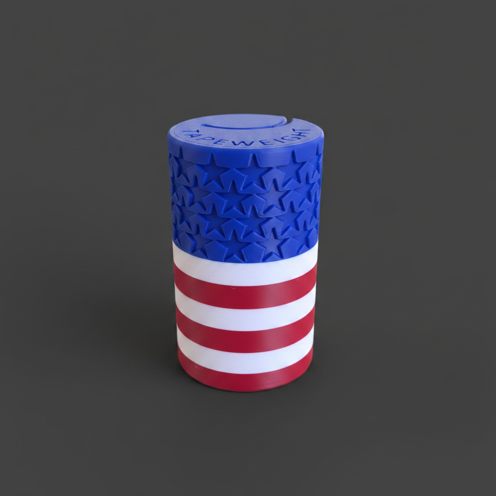 USA TapeWeight with embossed blue stars on dark gray background